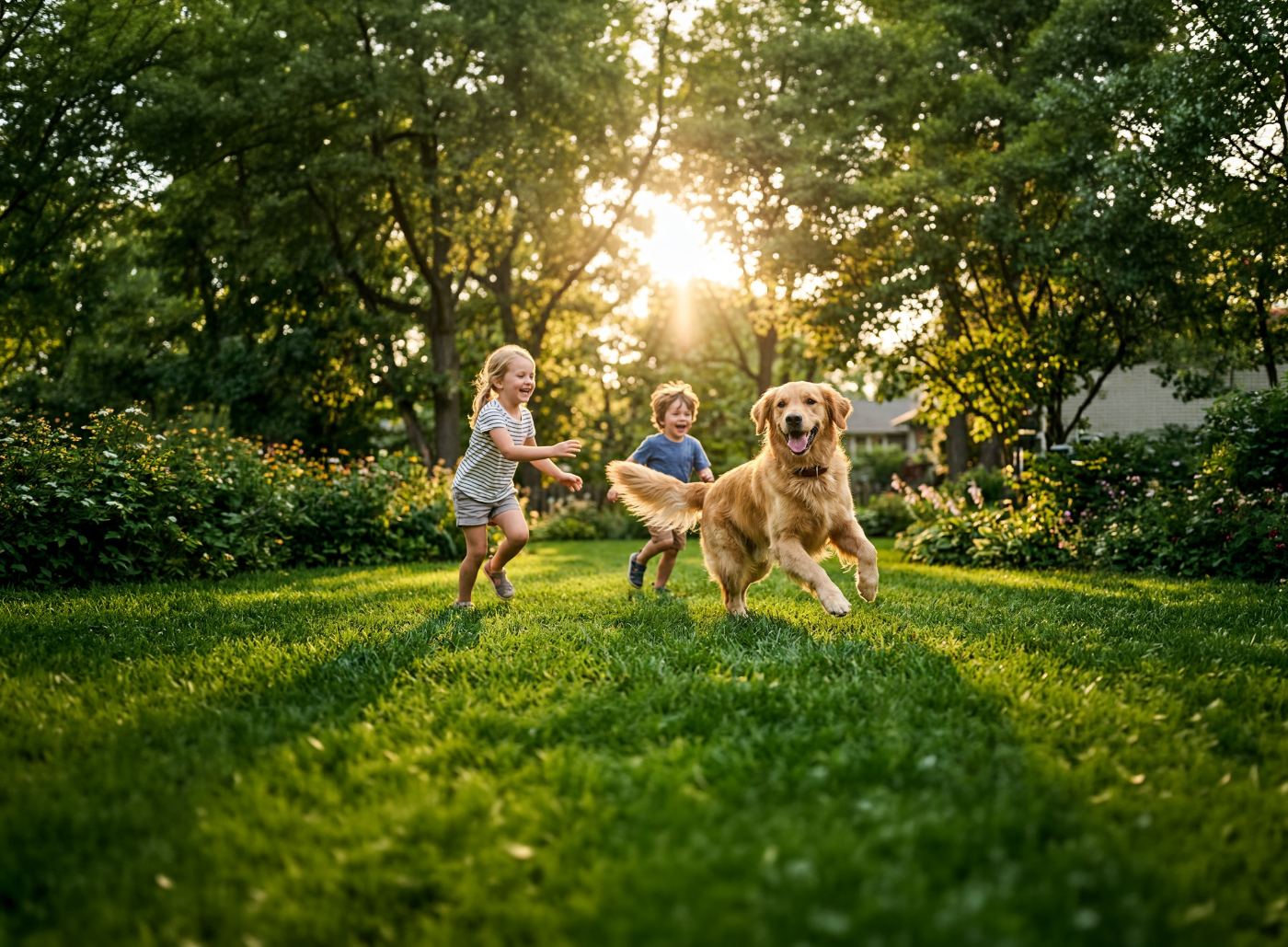 Un cane attivo che gioca durante la passeggiata